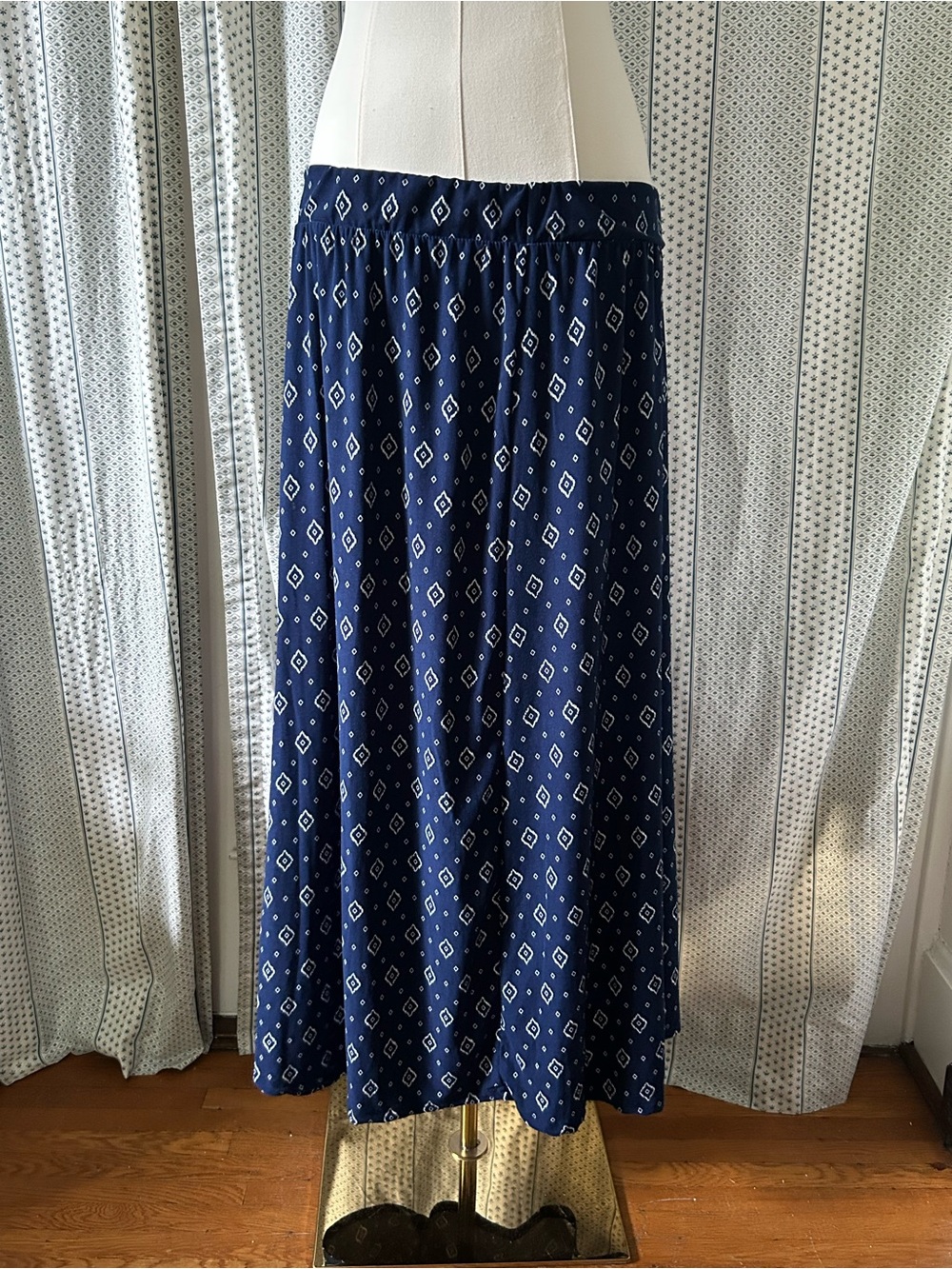 Blue Patterned Maxi Skirt